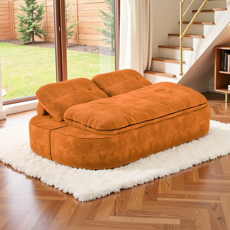 3 lits avec 21 convertibles en mousse viscoélastique, conception compacte, sans assemblage, velours côtelé, mousse haute, stabilité antidérapante, tissu modulaire respirant,