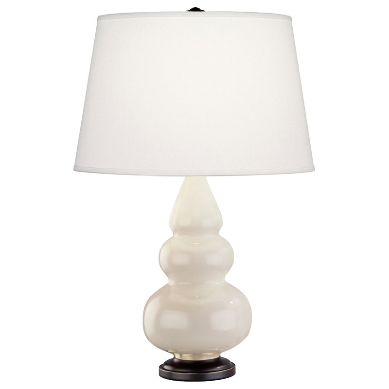 Small Triple Gourd Table Lamp, Bone/Deep Patina Bronze