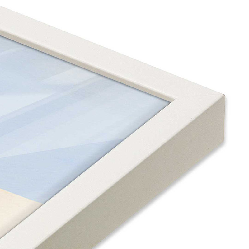 «Minimal Sand Beach With Seagull» par Little Dean, reproduction d'art, H 12 po x l 16 po, Blanc