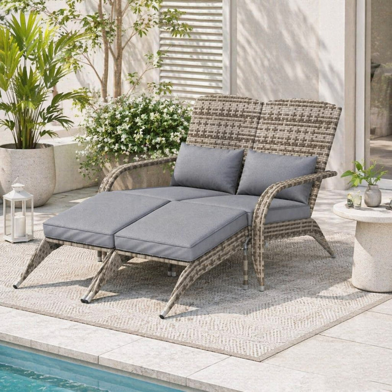 Chaise d'extérieur à haut dossier, chaise de jardin en osier, Grey,Yellow