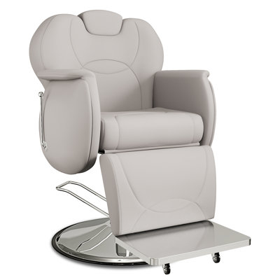 Inbox Zero Professional Barber Chair, Reclining Salon Chair With Comfortable Seat Cushion, All-Purpose Hair Chair With Removable Headrest, Weight Capacity 440 Lbs
