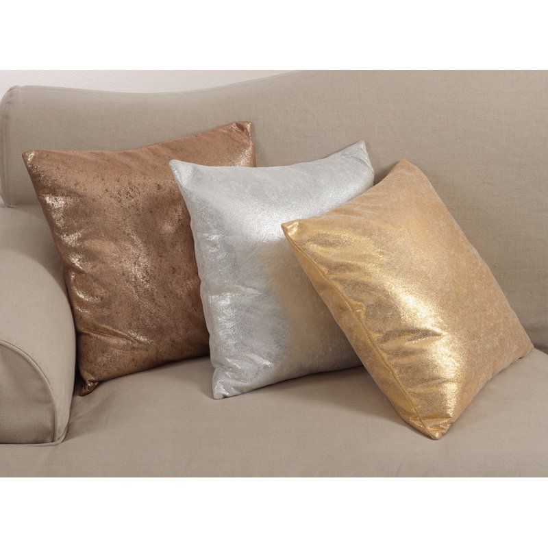 Silver Shimmering Metallic Square Throw Pillow
