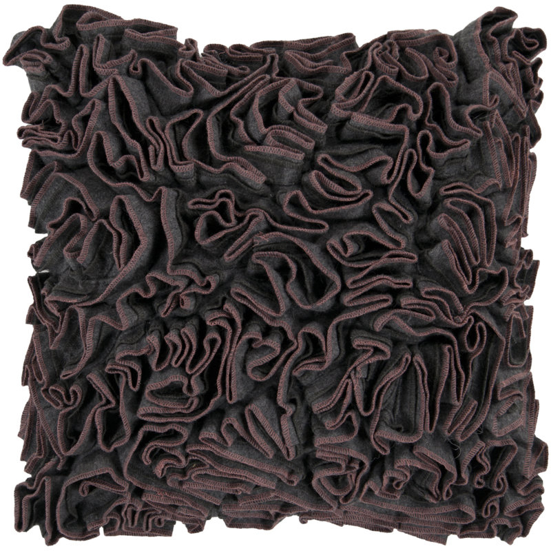  Coussin Ruffle, H 18 po x l 18 po, Gris anthracite / orchidée passée, polyester
