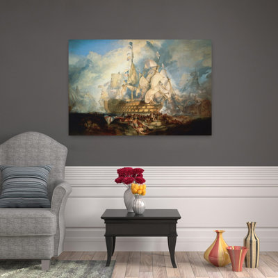 The Battle Of Trafalgar 1822-1824 Classic Abstract Coastal Ocean Wall Art Print by J.M.W. Turner - Wrapped Canvas Print