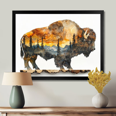 Gianluka American Bison Portrait In Double Explosure Canyon I - Bison Large Wall Art
