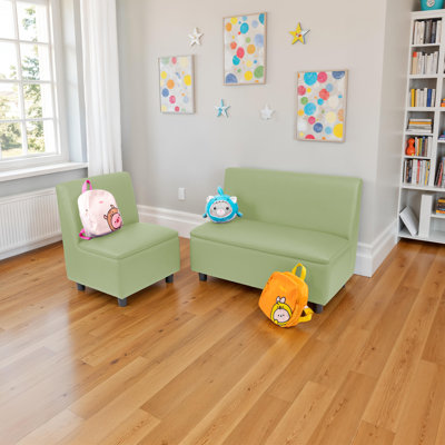 Ensemble 2 pièces de fauteuil et canapé modulaire Kid Comfort - vert fougère