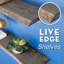 Tablette en bois Live Edge avec supports de tuyaux industriels en forme de L-220108922-220108923