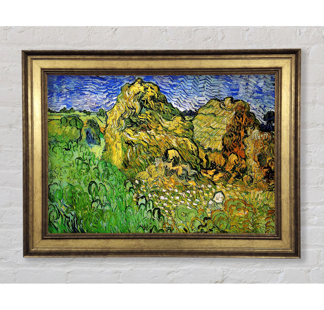 Van Gogh Feld mit Weizenstapeln - Einzelner Bilderrahmen Kunstdrucke