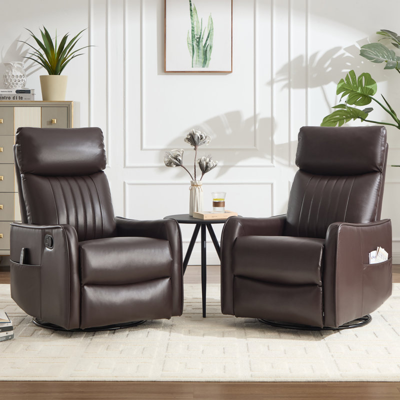 26.37" W Manual Swivel Rocker With Massage Heating, Brown