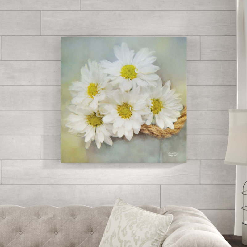 Reproduction d’art sur toile encadrée « marguerites du champ », H 30 po x l 30 po x 1,5 po