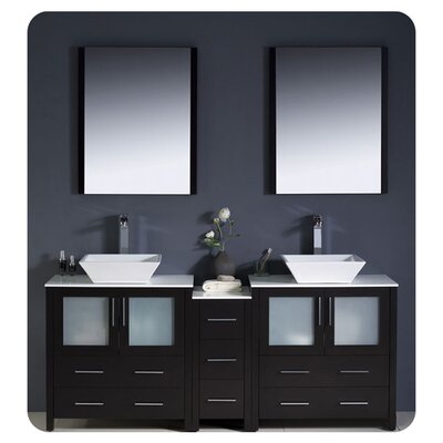 Fresca Torino 72"" Free-Standing Double Vessel Sink Bathroom Vanity with Mirror -  FVN62-301230ES-VSL