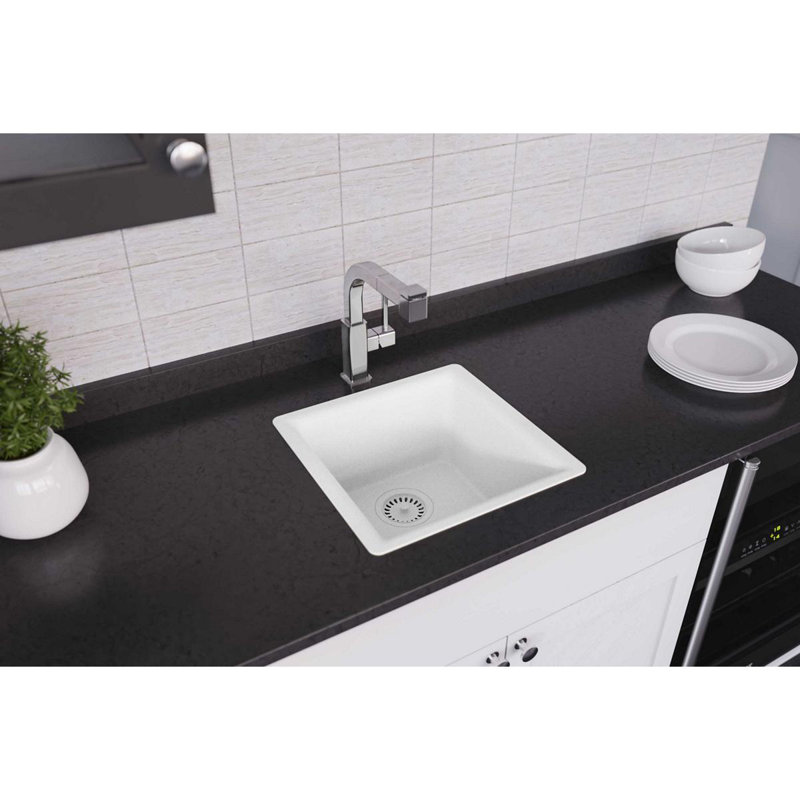 Évier de bar à double fixation l 16 po x l 16 po Quartz Luxe, Ricotta