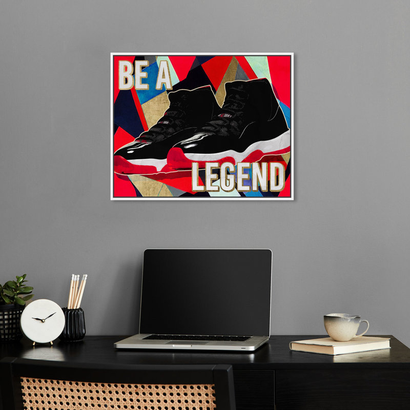 Be Be Legend Sneakers II, impression de citations sur toile par Notoriart, Cadre blanc, H 37 po x l 46 po