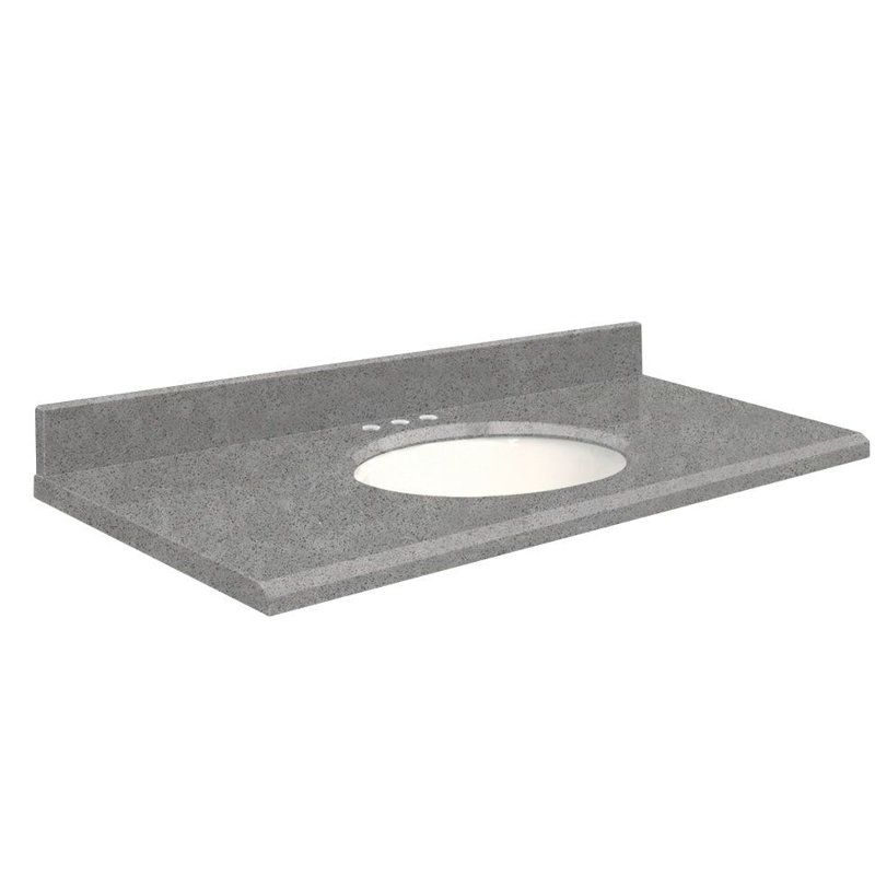 Dessus de salle de bain simple 31 po meuble-lavabo, Blanc, Gris urbain, Central de 4 po