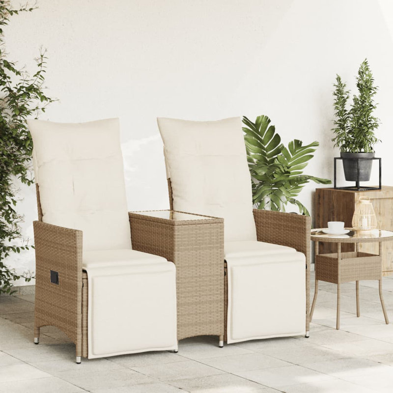 Canapé de jardin inclinable Vidaxl, Blanc, crème, Beige