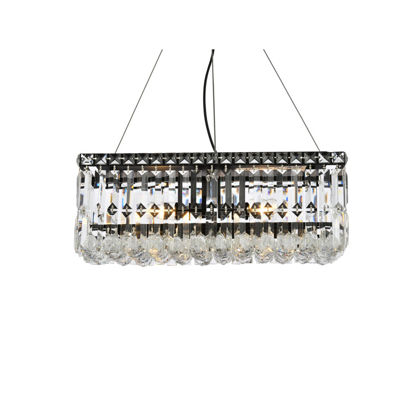 Luminaire suspendu rectangulaire à 4 lumières pour îlot de cuisine Isadora, Coupe royale, Noir