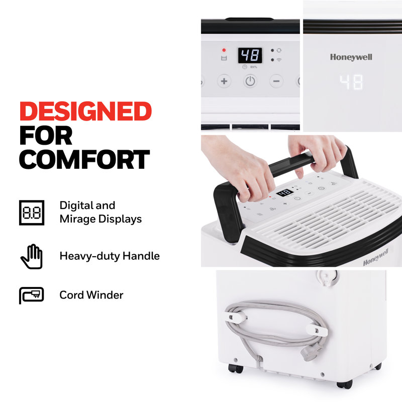 Honeywell 50 Pint White Portable Dehumidifier with Built-in Pump