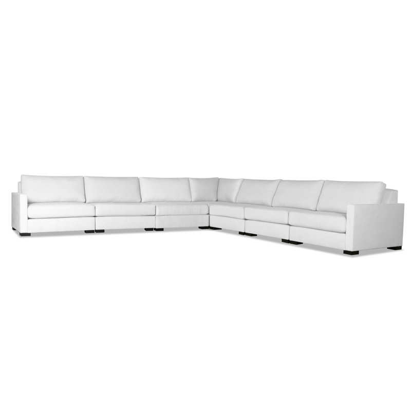 Canapé modulaire de coin symétrique en lin de 159 po Bruan, Revolution® blanc cassé