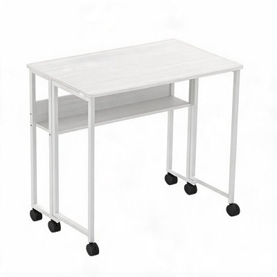Petite table d'ordinateur pliante sur roulettes 24,8 "avec tablette de rangement pour bureau à domicile et petits espaces