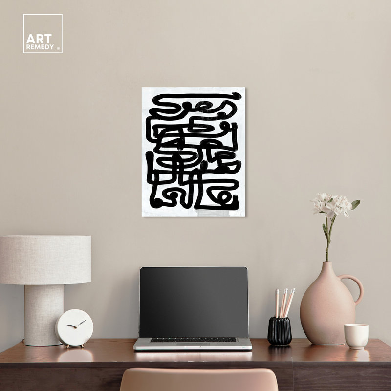 Art mural abstrait noir et blanc sur toile Bless par Art Remedy, Toile tendue, H 20 po x l 16 po