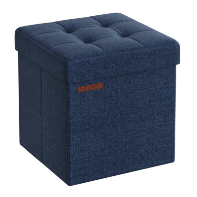 38cm Wide Tufted Square Solid Colour Cube Ottoman with Storage