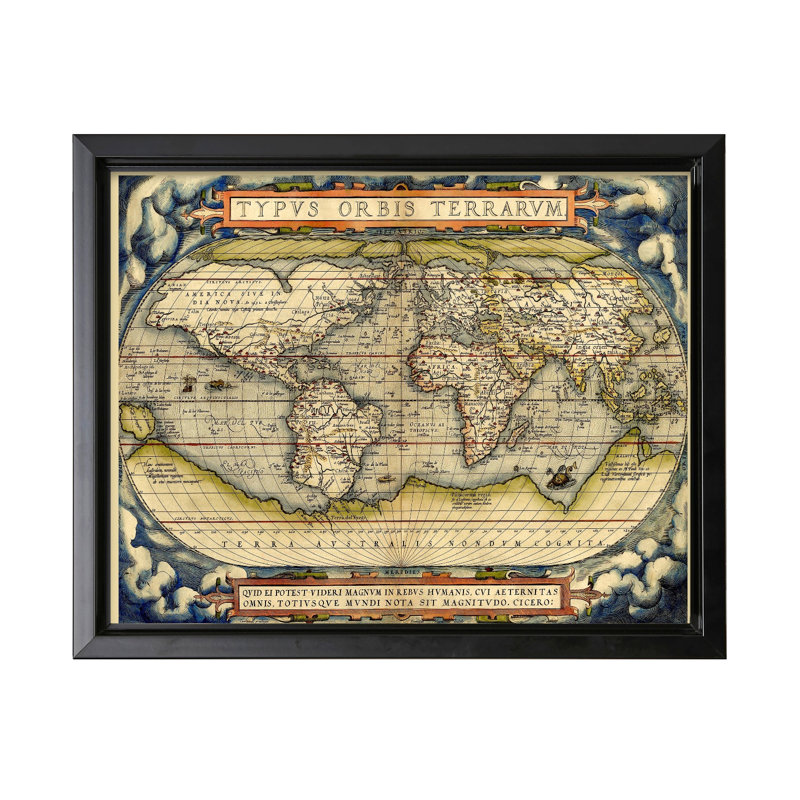 Theatrum Or bis Terrarum, Cadre noir, Canevas, H 12 po x l 16 po
