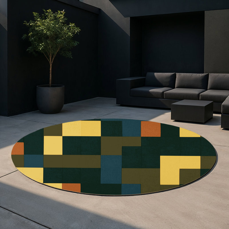 Tiled Horizon Indoor And Outdoor Area Rug, Round 5'
