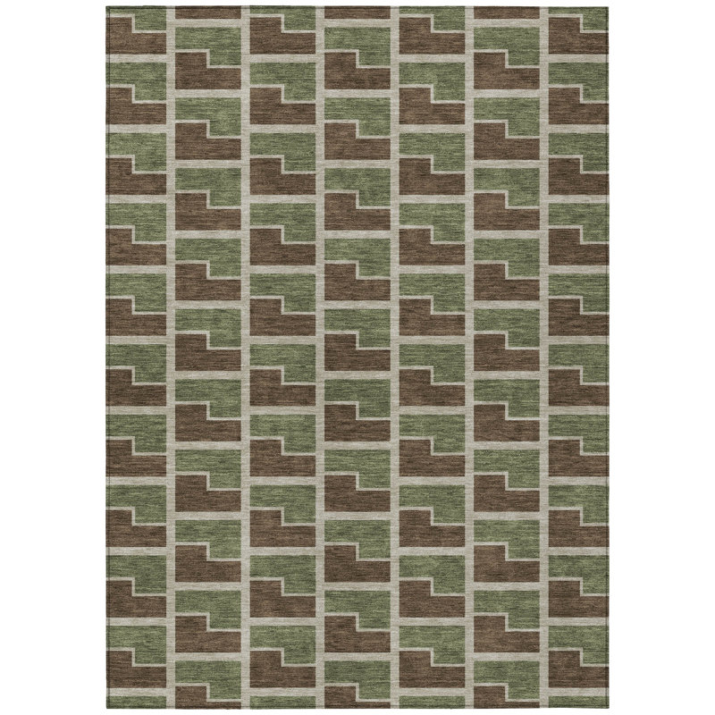 Machine Washable Indoor/Outdoor Lipman ACN2416 Geometric Rug, Rectangle 8' x 10'
