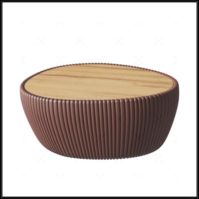 Table basse moderne en cuir noir avec plateau en marbre et œufs d'oie