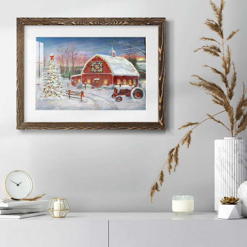Anticipating Christmas, reproduction d'art encadrée, H 22 po x l 32 po x P 1,5 po, Noyer