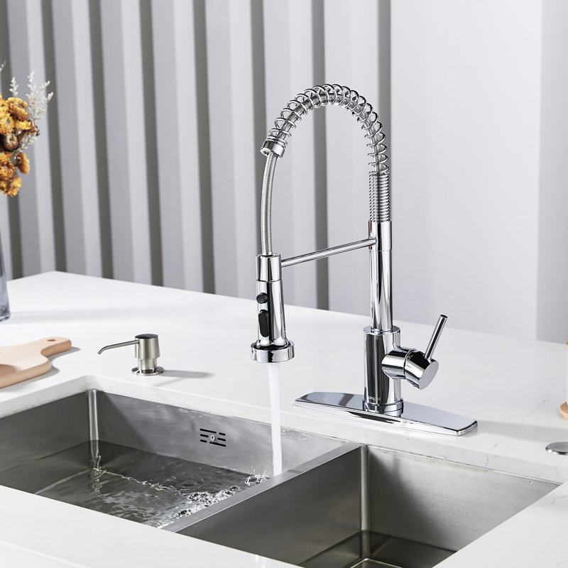 Robinet de cuisine rétractable avec accessoires FORIUS, Chrome chrome