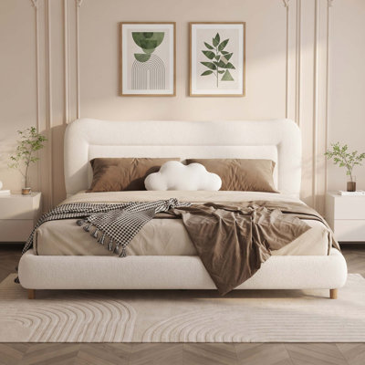 Lit en peluche minimaliste avec tête de lit Minimalist