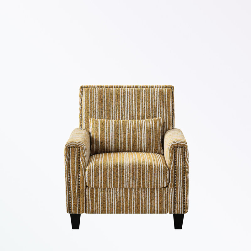 Chaise d'appoint avec accoudoirs et garniture cloutée, Jaune
