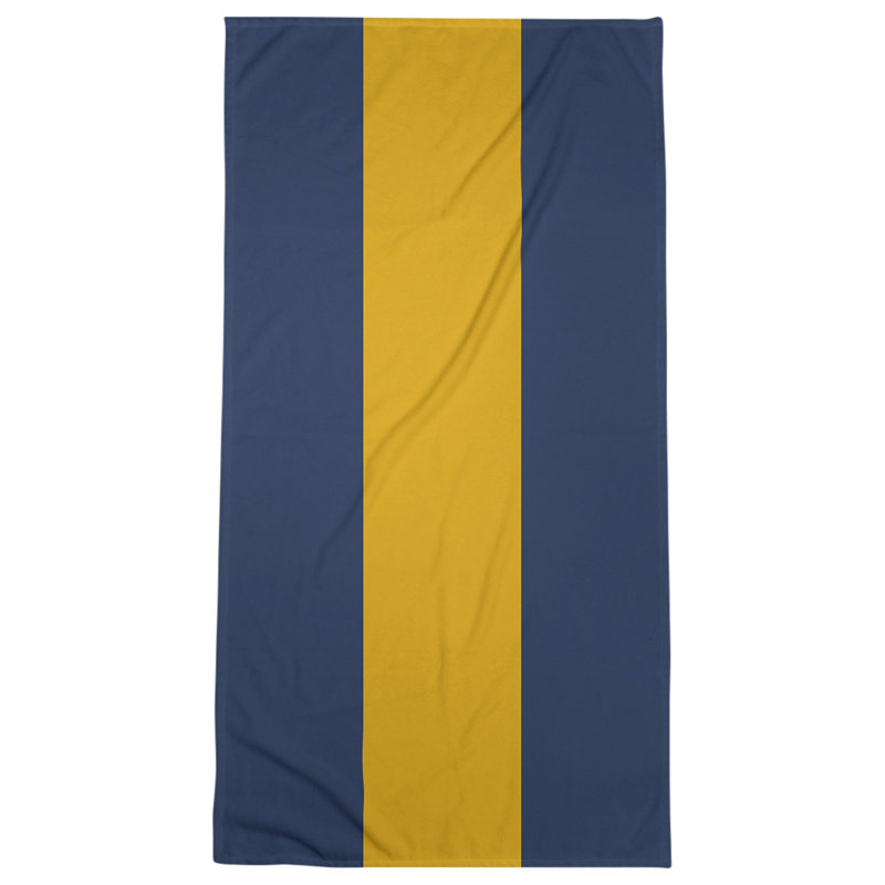 Lightweight Bath Towel, Navy Blue/Gold/Navy Blue, Polyester/Cotton