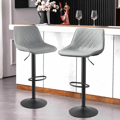 Aleatra Swivel Upholstered Adjustable Height Counter Stool with Metal Frame