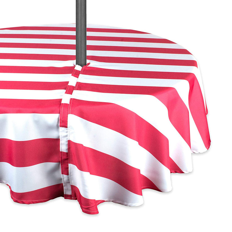 Risa Striped Polyester Round Tablecloth, 60" L x 60" W, Nautical Blue