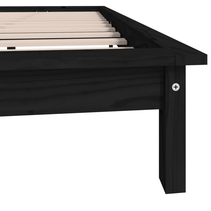 Schrader Solid Wood Bed, 160 x 200 cm, Black