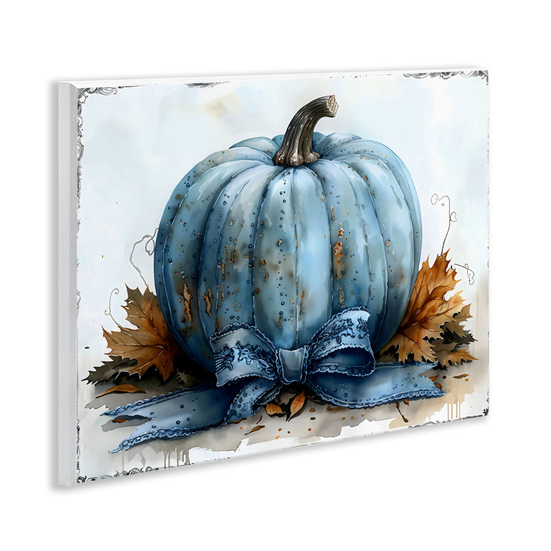Plaque murale citrouille bleue avec nœud, design by Creative Studio