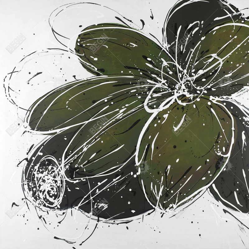 " Green Flower With Splash Outline "