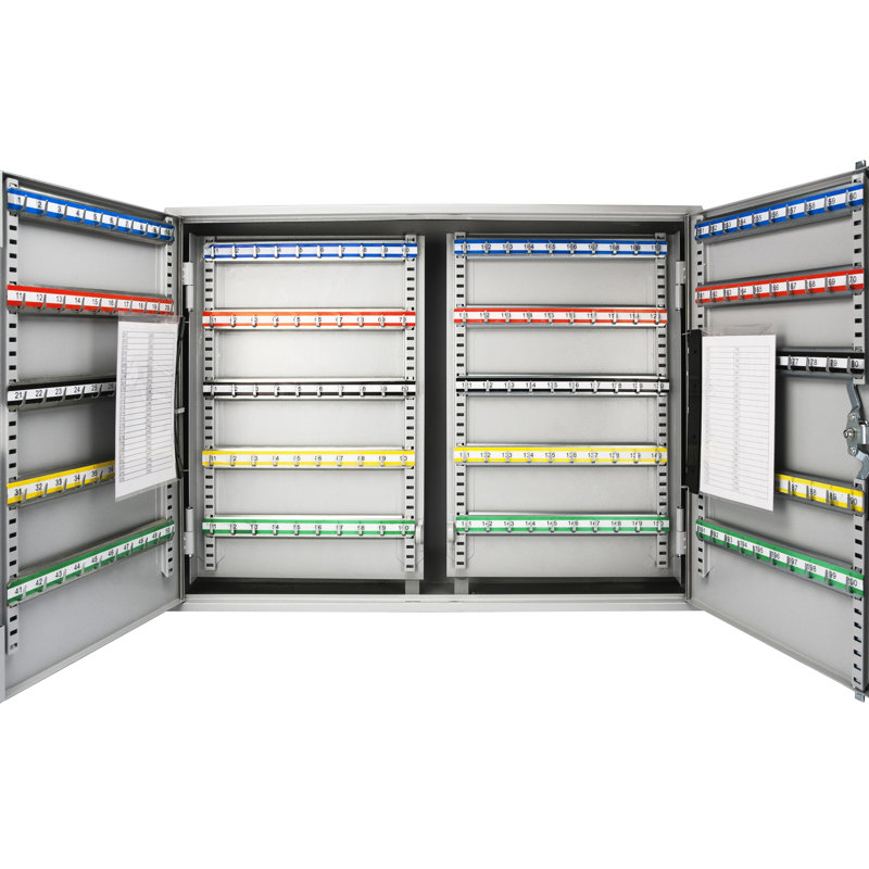 600 Adjustable Wall Mount Cabinet With Key Lock - Gray Steel, Colorful Tags For Easy Retrieval Security Mount, Streamlined Organization