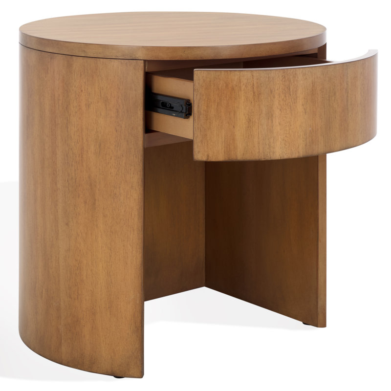 Daiya Round 1 Draw Wood Nightstand, Natural