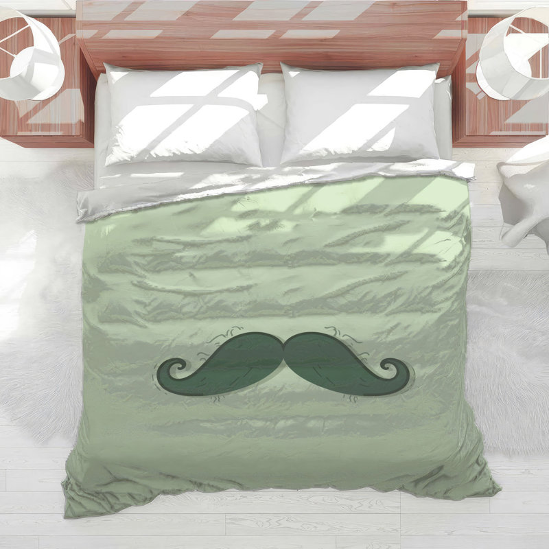Édredon vert avec moustache frisée, Twin