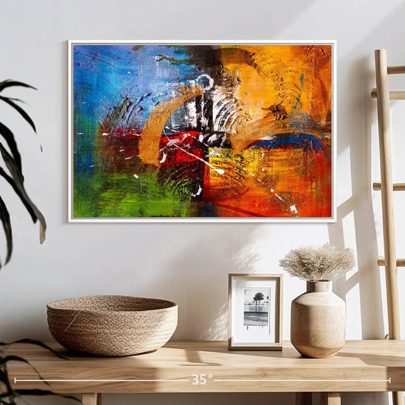 Tannen coloré, Cadre flottant blanc, 25 po x 17 po