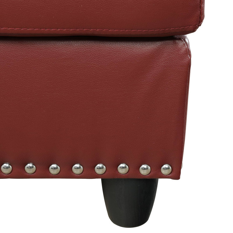 Ensemble de canapé modulaire en similicuir rouge 2 pièces Amaranth, Orienté à gauche (vu de face), Similicuir rouge