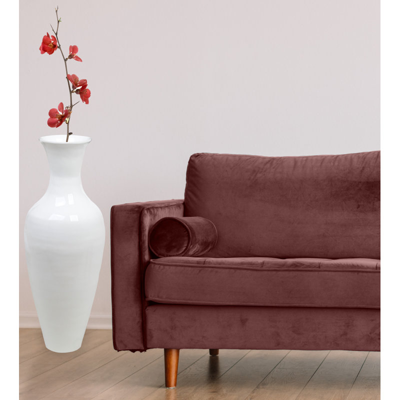 Grand vase de plancher en bambou Claxton, Blanc, H 37 po x l 14 po x P 14 po