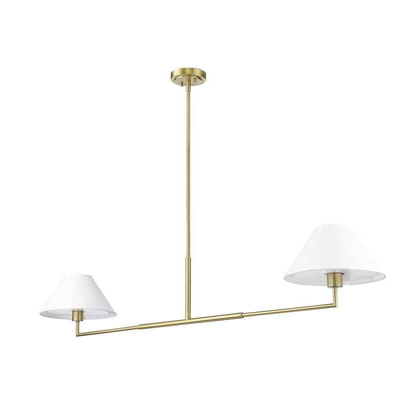 Lustre à 2 lumières avec abat-jour Ryckman, Or