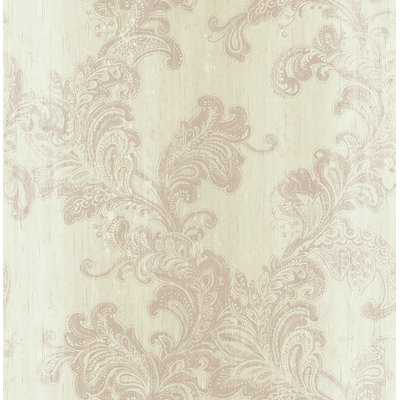 Seabrook Design Metallic Almond & Faded Mauve Hestia Paisley Trail Unpasted Wallpaper