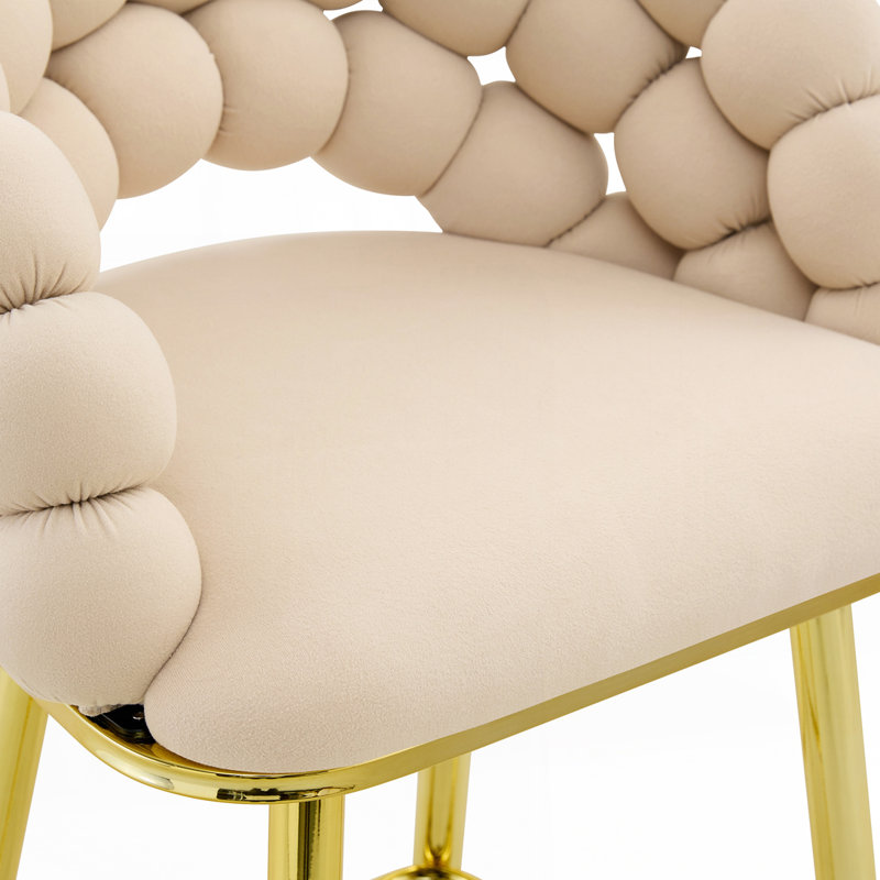 Ensemble de 2 tabourets de bar en velours beige