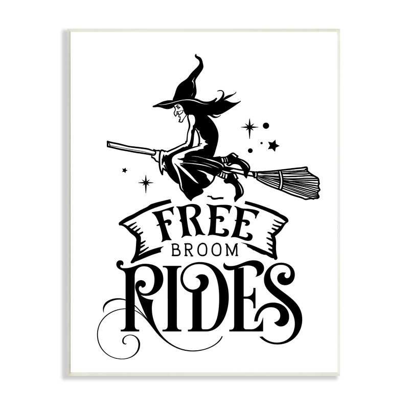 Free Broom Rides, H 19 po x l 13 po x P 0,5 po, Plaque murale