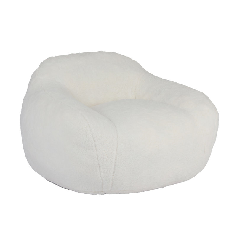 Bean Bag Chair, Off White Teddy, 26.8" H x 39.4" W x 36.6" D 